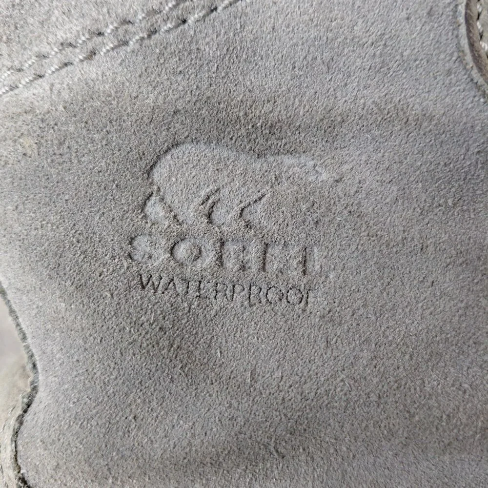 Sorel Explorer Joan Boots Women 10 Gray Suede Leather Winter Waterproof Faux Fur - Picture 8 of 10
